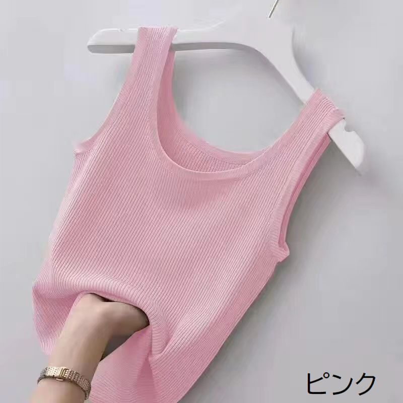 タンクトップ レディース トップス Uネック リブニット プルオーバー 商品画像5