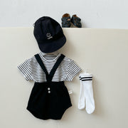 Tシャツ オーバーオール 単品 ベビー キッズ 子供服 男の子 女の子 トップス ボトムス 半袖 ブルマ サロペット サスペンダー ボーダー 縞々 ベビーウェア 赤ちゃん かわいい