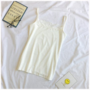 キャミソール ノースリーブ 無地 胸元レース トップス セクシー シンプル かわいい フィット 夏 黒 白 M L XL 2XL 女性 レディース