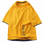 Tシャツ ラウンドネック クルーネック バイカラー 半袖 キッズ ジュニア 男の子 女の子 プリント ロゴ 無地 子ども服 夏服 かわいい 普段着 デイリー