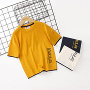 Tシャツ ラウンドネック クルーネック バイカラー 半袖 キッズ ジュニア 男の子 女の子 プリント ロゴ 無地 子ども服 夏服 かわいい 普段着 デイリー