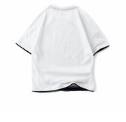 Tシャツ ラウンドネック クルーネック バイカラー 半袖 キッズ ジュニア 男の子 女の子 プリント ロゴ 無地 子ども服 夏服 かわいい 普段着 デイリー