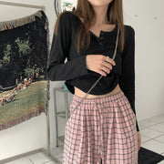 カットソー 長袖 レディース 女性用 トップス ヘンリーネック 前ボタン リブ 無地 単色 プルオーバー シンプル おしゃれ かわいい カジュアル デイリー お出かけ 着回し ベーシック 大きいサイズあり