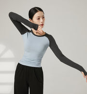 カットソー 長袖 レディース Tシャツ ロンT トップス ラウンドネック プルオーバー ラグランスリーブ 指穴 婦人服 女性 着回し カジュアル 普段着 ヨガ スポーツ