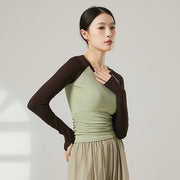 カットソー 長袖 レディース Tシャツ ロンT トップス ラウンドネック プルオーバー ラグランスリーブ 指穴 婦人服 女性 着回し カジュアル 普段着 ヨガ スポーツ