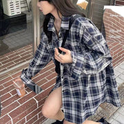 シャツ レディース 女性 婦人用 トップス 大きいサイズ アウター 上着 チェック柄 オーバーサイズ ゆったり カジュアル 定番
