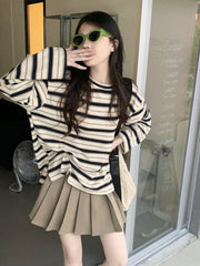 長袖Tシャツ ロングTシャツ カットソー チュニック 長袖 オーバーサイズ ビッグシルエット レディース 女性 トップス 大きいサイズ ゆったり ボーダー柄 縞々 お洒落 カジュアル 婦人服