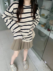 長袖Tシャツ ロングTシャツ カットソー チュニック 長袖 オーバーサイズ ビッグシルエット レディース 女性 トップス 大きいサイズ ゆったり ボーダー柄 縞々 お洒落 カジュアル 婦人服