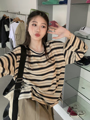 長袖Tシャツ ロングTシャツ カットソー チュニック 長袖 オーバーサイズ ビッグシルエット レディース 女性 トップス 大きいサイズ ゆったり ボーダー柄 縞々 お洒落 カジュアル 婦人服