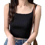 キャミソール ショート丈 リブニット トップス レディース 女性 婦人服 ビスチェ 重ね着 無地 単色 シンプル かわいい おしゃれ