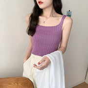 キャミソール ショート丈 リブニット トップス レディース 女性 婦人服 ビスチェ 重ね着 無地 単色 シンプル かわいい おしゃれ