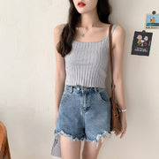 キャミソール ショート丈 リブニット トップス レディース 女性 婦人服 ビスチェ 重ね着 無地 単色 シンプル かわいい おしゃれ