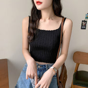 キャミソール ショート丈 リブニット トップス レディース 女性 婦人服 ビスチェ 重ね着 無地 単色 シンプル かわいい おしゃれ