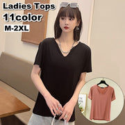 カットソー 半袖 Tシャツ Vネック レディース 女性 トップス 無地 単色 シンプル 着回し 合わせやすい 婦人服