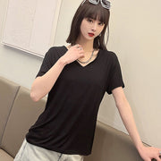カットソー 半袖 Tシャツ Vネック レディース 女性 トップス 無地 単色 シンプル 着回し 合わせやすい 婦人服