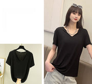 カットソー 半袖 Tシャツ Vネック レディース 女性 トップス 無地 単色 シンプル 着回し 合わせやすい 婦人服