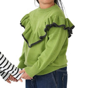 在庫処分【SALE】 フリルニット 肌に優しい シルキータッチ キッズ 子供服 韓国服 あたたかい ニットセーター 小学生 おしゃれ 100 110 120 130 140 お出かけ