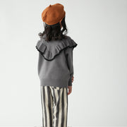 在庫処分【SALE】 フリルニット 肌に優しい シルキータッチ キッズ 子供服 韓国服 あたたかい ニットセーター 小学生 おしゃれ 100 110 120 130 140 お出かけ