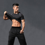 Tシャツ カットソー メンズ トップス スポーツウェア 半袖 ラウンドネック インナー トレーニング フィットネス ジム ランニング 黒