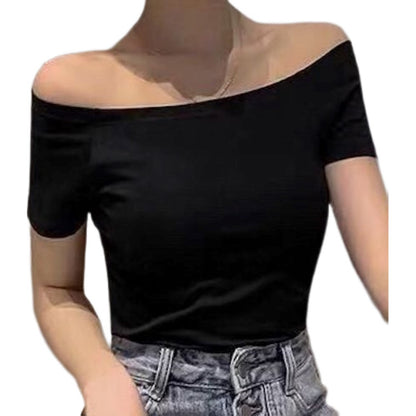 カットソー 半袖 オフショルダー レディース 女性用 トップス ブラック バリエーション画像