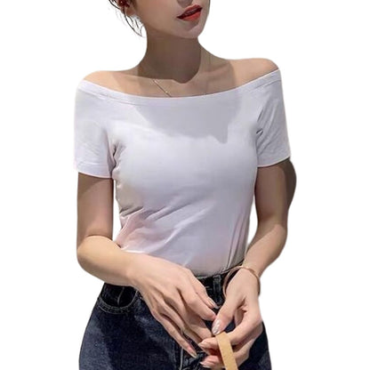 カットソー 半袖 オフショルダー レディース 女性用 トップス ホワイト バリエーション画像