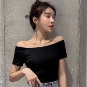 カットソー 半袖 オフショルダー レディース 女性用 トップス 無地 定番 着回し Tシャツ カラバリ豊富 カジュアル シンプル 可愛い おしゃれ お出かけ 旅行 部屋着 女の子 婦人用 白 黒 グレー イエロー レッド ローズ