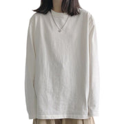 ロングTシャツ 長袖 ロンT レディース 女性 クルーネック 丸首 トップス 定番 ゆったり 大きめ 婦人服 無地 単色 シンプル 大きいサイズ カジュアル