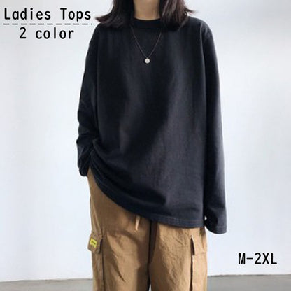 ロングTシャツ 長袖 ロンT レディース 女性 クルーネック 商品画像