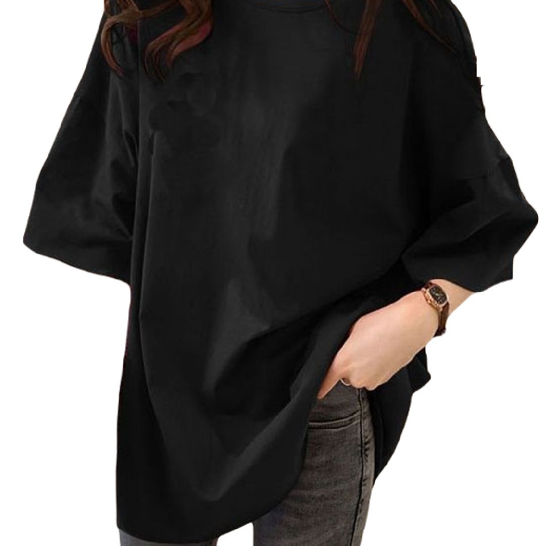 Tシャツ カットソー チュニック レディース 女性 トップス ブラック バリエーション画像