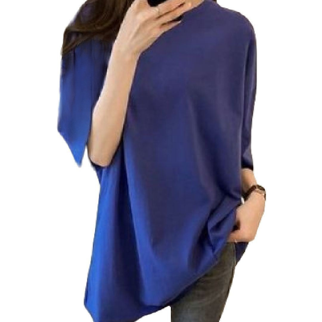 Tシャツ カットソー チュニック レディース 女性 トップス ブルー バリエーション画像