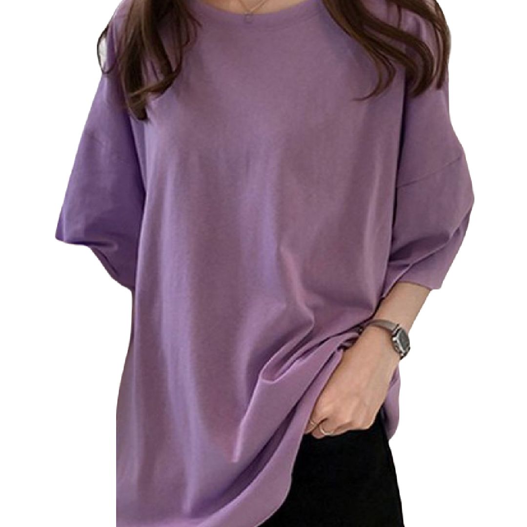 Tシャツ カットソー チュニック レディース 女性 トップス パープル バリエーション画像