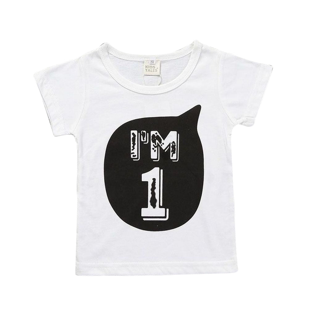 Tシャツ 子供服 キッズ ベビー 男の子 女の子 半袖 カットソー プリント ロゴ 綿 ニット クール かっこいい アルファベット モノクロ シンプル 子供用 ラウンドネック シャツスリーブ 数字