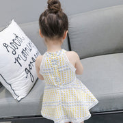 ワンピース Aライン キッズ ベビー 子供 女の子 ノースリーブ 袖なし ミニ丈 ショート丈 ホルターネック ドット柄 水玉模様 お洒落 可愛い お出かけ 普段使い 夏 子供服 女児 ガールズ