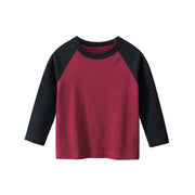 Tシャツ キッズ トップス ベビー ジュニア 長袖 ラウンドネック バイカラー かわいい おしゃれ 定番 シンプル ヘビロテ カジュアル 子供用 小学生 90 140 男の子 女の子