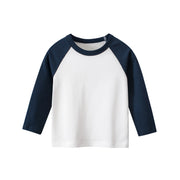 Tシャツ キッズ トップス ベビー ジュニア 長袖 ラウンドネック バイカラー かわいい おしゃれ 定番 シンプル ヘビロテ カジュアル 子供用 小学生 90 140 男の子 女の子