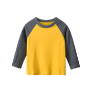 Tシャツ キッズ トップス ベビー ジュニア 長袖 ラウンドネック バイカラー かわいい おしゃれ 定番 シンプル ヘビロテ カジュアル 子供用 小学生 90 140 男の子 女の子