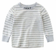長袖Tシャツ プルオーバー ラウンドネック 丸首 袖口リブ ボーダー 英字 トップス キッズ 男の子 女の子 男児 女児 子供服 シンプル カジュアル 遊び着 90 100 110 120 130 140