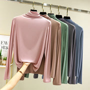 カットソー 長袖 ロンT ロングTシャツ レディース 大きいサイズ トップス プルオーバー ハイネック 無地 シンプル 春秋冬