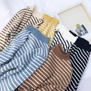 セーター ニット レディース 婦人服 トップス 長袖 ハイネック ロールネック ボーダー柄 細身 スリム 春 秋 冬 おしゃれ かわいい デイリー カジュアル 普段使い 通勤 ナチュラル かわいい 大人 メロウフリル