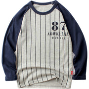 Tシャツ カットソー 長袖 ラウンドネック ラグラン袖 子供用 キッズ トップス 丸首 丸襟 カジュアル ライン入り シンプル 男の子 女の子 男児 女児 子供服 子ども服 こども服 高学年 中学生 ジュニア 120cm 130cm 140cm 150cm 160cm