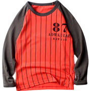 Tシャツ カットソー 長袖 ラウンドネック ラグラン袖 子供用 キッズ トップス 丸首 丸襟 カジュアル ライン入り シンプル 男の子 女の子 男児 女児 子供服 子ども服 こども服 高学年 中学生 ジュニア 120cm 130cm 140cm 150cm 160cm