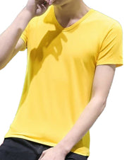 Tシャツ 半袖 Vネック クルーネック メンズ トップス カットソー タイト スリム ぴったりめ カラバリ豊富 シンプル 無地 単色 ソリッドカラー 男性用 紳士用 M L XL 2XL 3XL 4XL 5XL