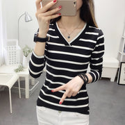 カットソー Tシャツ 長袖 レディース 女性 トップス ロンT Vネック ボーダー柄 プルオーバー 定番 シンプル 着回し抜群 着丈長め 体系カバー おしゃれ 重ね着 大きいサイズ