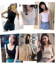 タンクトップ レディース 女性用 トップス Uネック ノースリーブ 袖なし 大きいサイズ 無地 単色 シンプル プルオーバー