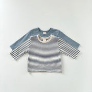 ロングTシャツ ロンT カットソー 長袖 ベビー 赤ちゃん 男の子 女の子 子供服 トップス 丸首 無地 ボーダー柄 カジュアル