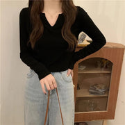 長袖Tシャツ カットソー レディース 女性 婦人 大きいサイズ クロップド Vネック 無地 単色 シンプル かわいい おしゃれ カジュアル