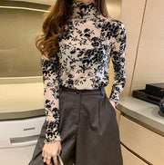 カットソー 長袖 ハイネック 大きいサイス シアートップス フィット タイト レディース 女性 透け感 エレガント 大人っぽい おしゃれ セクシー インナージャケット スリム フェミニン 婦人用