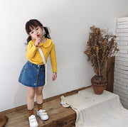 カットソー 長袖 キッズ 子供用 女の子 トップス 襟付き ピーターパンカラー 無地 単色 シンプル お洒落 かわいい 着回し力 普段使い お散歩 公園遊び お出かけシーン