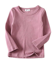 長袖Tシャツ 子供服 キッズ ベビー 赤ちゃん 男の子 女の子 トップス 無地 ラウンドネック シンプル ロンT カットソー 通園 通学 着回し力 丸首 クルーネック カラバリ豊富 ピンク ブルー グレー 白 黒 ホワイト ブラック