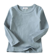 長袖Tシャツ 子供服 キッズ ベビー 赤ちゃん 男の子 女の子 トップス 無地 ラウンドネック シンプル ロンT カットソー 通園 通学 着回し力 丸首 クルーネック カラバリ豊富 ピンク ブルー グレー 白 黒 ホワイト ブラック